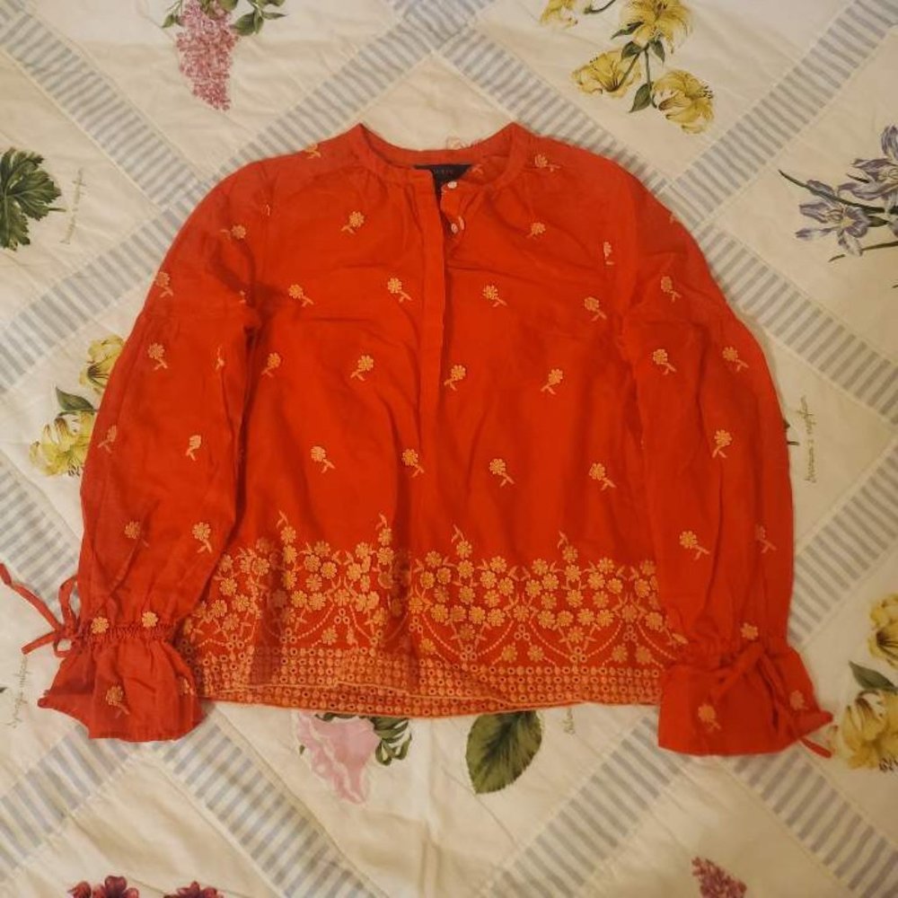 J.Crew Crimson Red Peasant Blouse